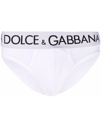 Dolce & Gabbana Logo-waistband Stretch-cotton Briefs - White