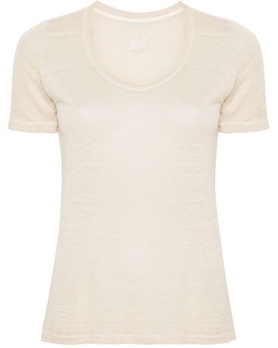 120% Lino Ribbed Linen T-shirt - Natural