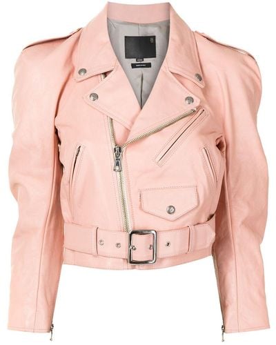 R13 Belted Biker Jacket - Pink