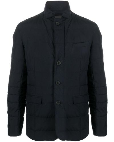 Herno Button-up Quilted Padded Jacket - Blue