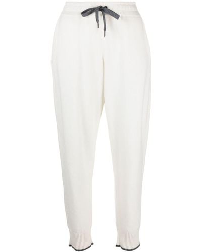 Brunello Cucinelli Tapered-leg Cashmere Track Pants - White