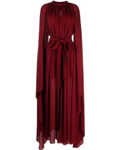Elie Saab Asymmetric Draped Silk Gown - Red