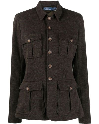 Polo Ralph Lauren Cotton-wool Herringbone Shirt Jacket - Black