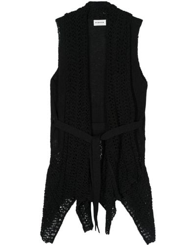 P.A.R.O.S.H. Sleeveless Belted Gilet - Black