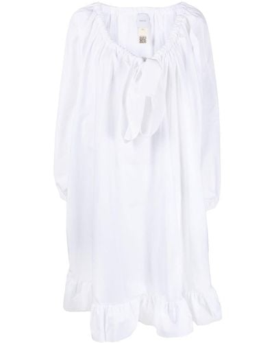 Patou Kleid mit Schleifenkragen - Weiß