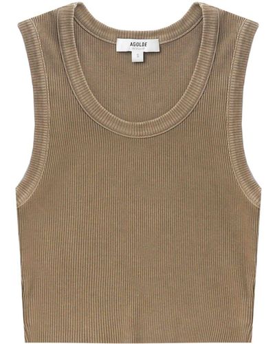 Agolde Ribbed Knit Tank Top - Brown