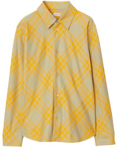 Burberry Checked Flannel Shirt - Yellow