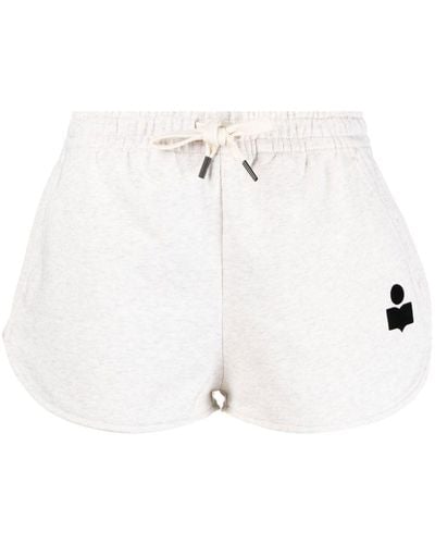 Isabel Marant Pantalones cortos de deporte con logo estampado - Blanco