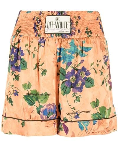 Off-White c/o Virgil Abloh Shorts con estampado floral - Naranja