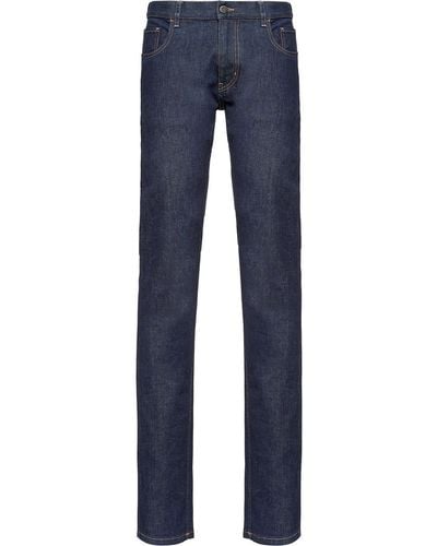 Prada Jeans slim con vita media - Blu