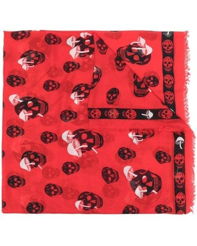 Alexander McQueen Schal mit Totenkopf-Print - Rot