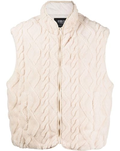 FIVE CM Chenille Cable-knit Zip-up Gilet - Natural