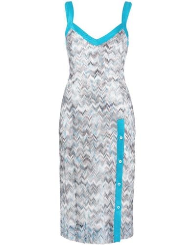 Missoni Robe mi-longue à motif zig-zag - Bleu