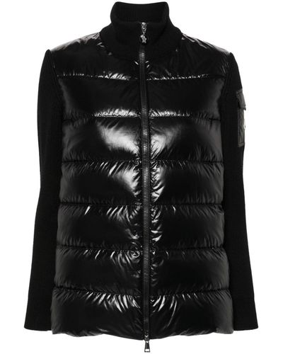 Moncler Knitted-panels Puffer Jacket - Black
