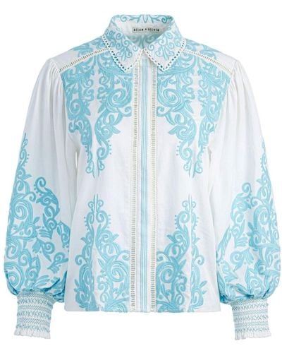 Alice + Olivia Loryn Embroidered Blouse - Blauw