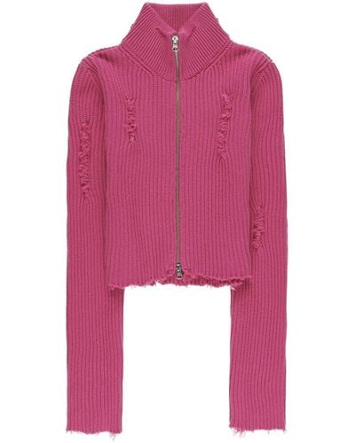 MM6 by Maison Martin Margiela Zip-up Cropped Cardigan - Pink
