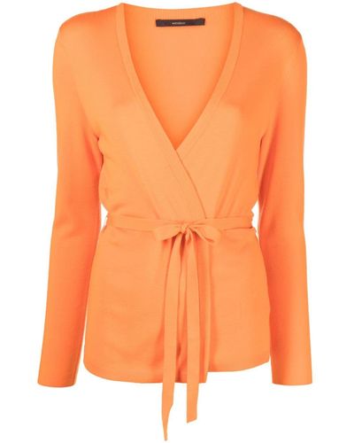 Windsor. Wrapped Knitted Wool Cardigan - Orange