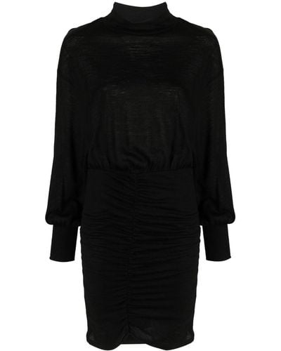 Patrizia Pepe Ruched Wool-blend Dress - Black