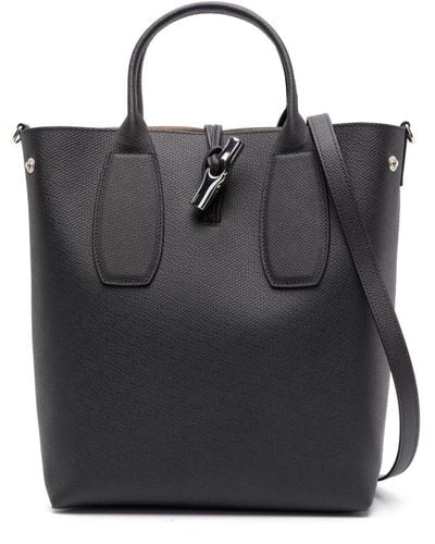 Longchamp Medium Roseau Leather Crossbody Bag - Black
