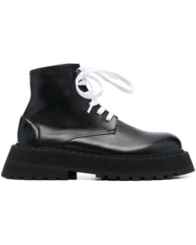 Marsèll Micarro Leather Platform Ankle Boots - Black