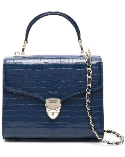 Aspinal of London Midi Mayfair Leather Tote Bag - Blue