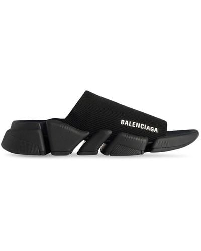 Balenciaga Speed 2.0 Slippers Met Gesegmenteerde Zool - Zwart