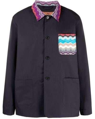 Missoni Patch-pockets Button-up Shirt Jacket - Blue