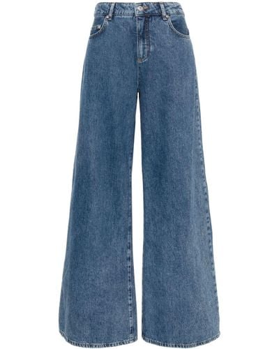 Moschino Jeans Mid Waist Jeans Met Wijde Pijpen - Blauw