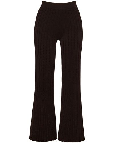 Adam Lippes Pointelle Knit Cropped Trousers - Black