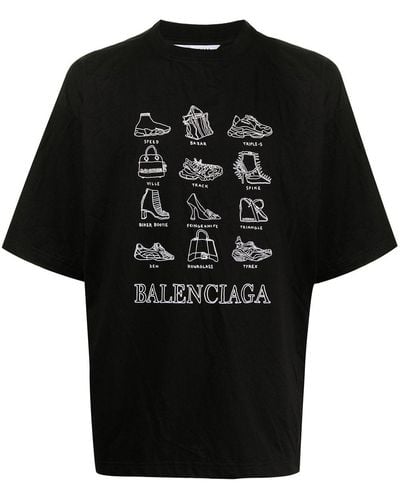 Balenciaga T-shirt oversize con stampa - Nero