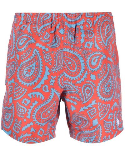 Marcelo Burlon Paisley Swimming Shorts Red Light Blue