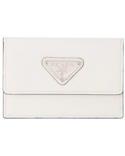 Prada Saffiano Leather Card Holder - White
