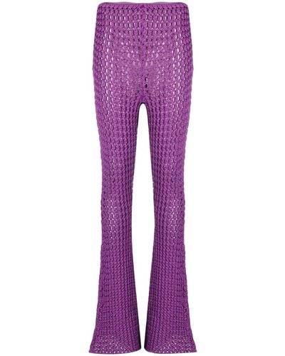 Moschino Crochet-knit Flared Pants - Purple