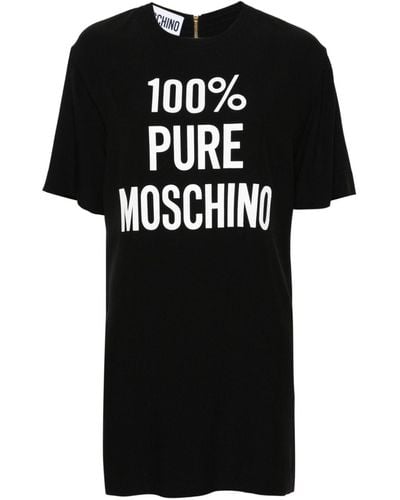Moschino Logo-print Satin Mini Dress - Black