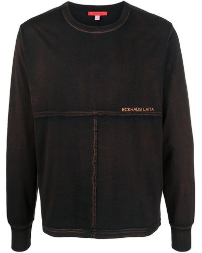 Eckhaus Latta Logo-print Panelled Sweatshirt - Black