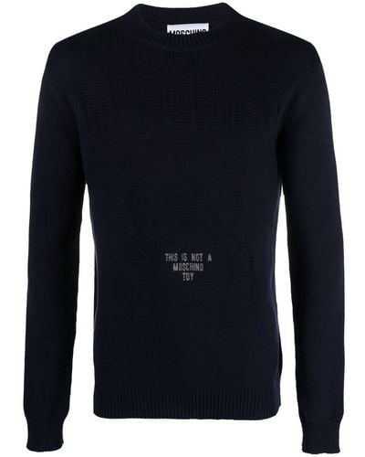 Moschino Sweater Met Teddybeerprint - Blauw