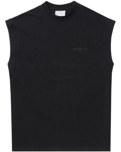 VTMNTS Logo-embroidered Cotton Tank Top - Black