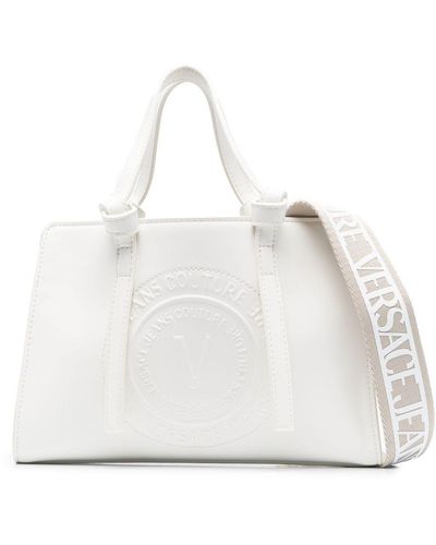 Versace Jeans Couture Debossed-logo Faux-leather Tote Bag - White