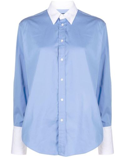 Polo Ralph Lauren Contrast-trim Long-sleeve Shirt - Blue