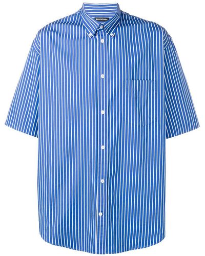 Balenciaga Shirt Met Logoprint - Blauw