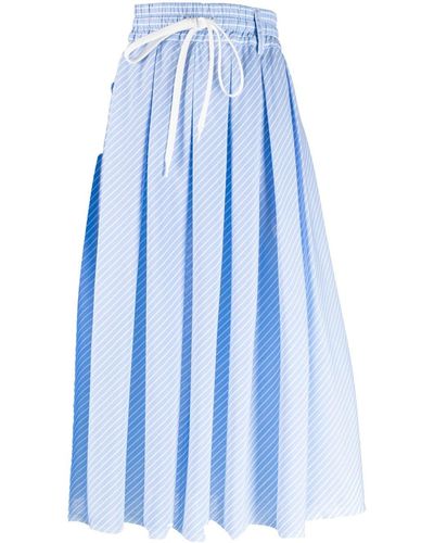 Jejia Pinstripe-print Pleated Skirt - Blue