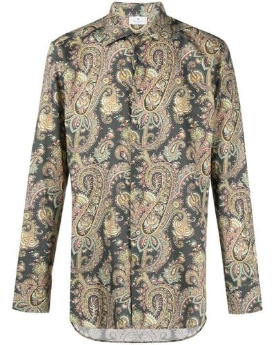 Etro Overhemd Met Paisley-print - Bruin