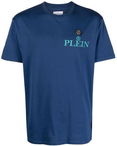 Philipp Plein Iconic Plein T-Shirt mit Logo-Print - Blau