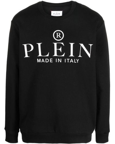 Philipp Plein Pull en coton à logo imprimé - Noir