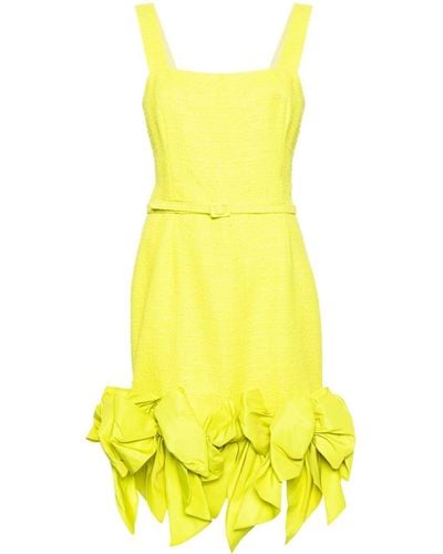 Oscar de la Renta Oversized-bow Bouclé Mini Dress - Yellow