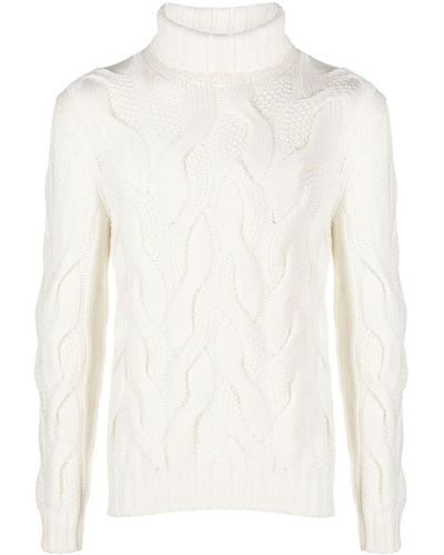 Barba Napoli Cable-knit Roll-neck Sweater - White