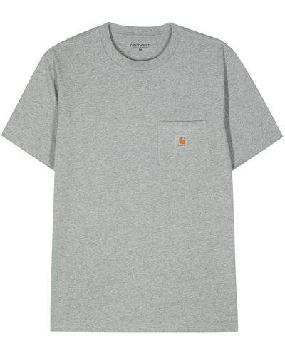 Carhartt Pocket T-Shirt mit Logo-Applikation - Grau