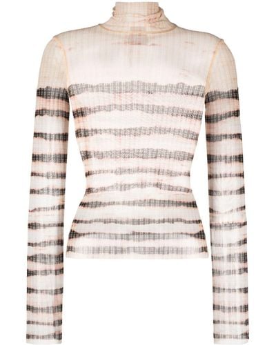 Jean Paul Gaultier Striped Long Sleeve Top - Natural