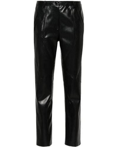Pinko Faux-leather Straight-leg Pants - Black