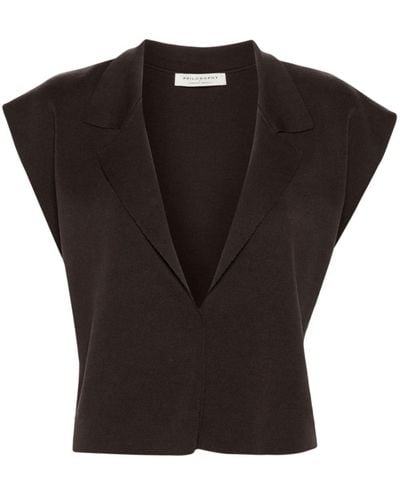 Philosophy Di Lorenzo Serafini Notched-lapels Knitted Top - Black